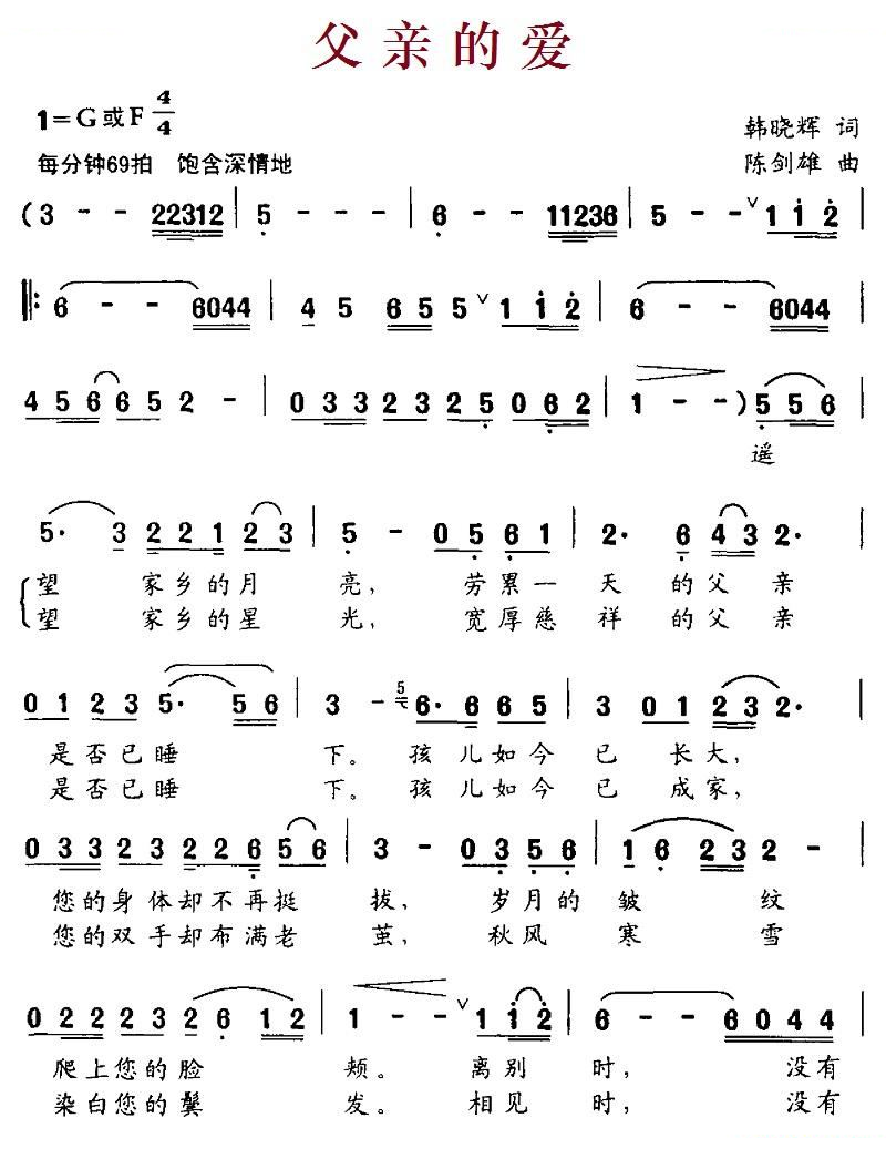 父亲的爱（韩晓辉词 陈剑雄曲）
