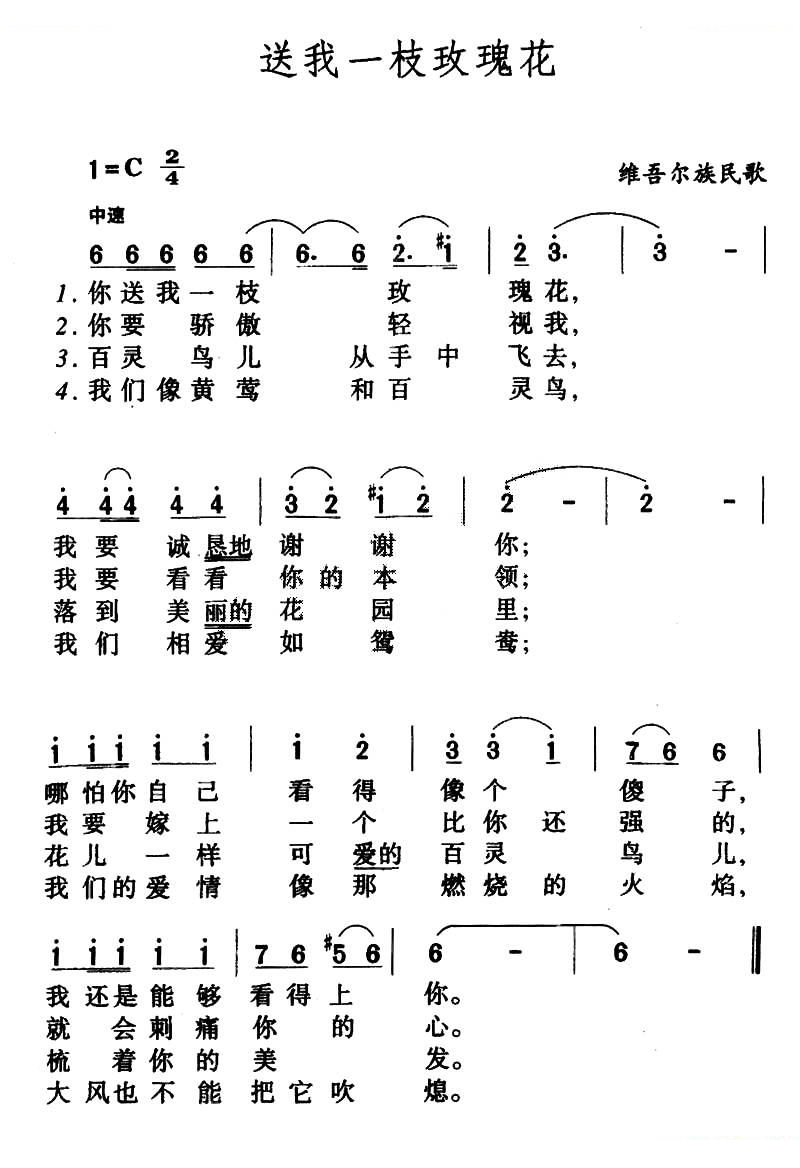 送我一枝玫瑰花（维吾尔族民歌）