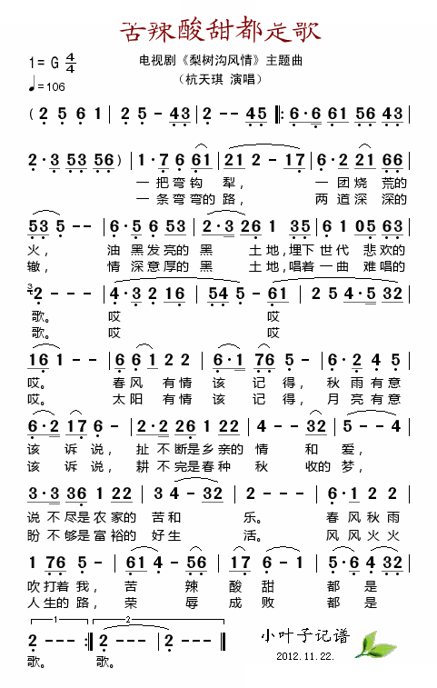苦辣酸甜都是歌（电视剧梨树沟风情主题曲）