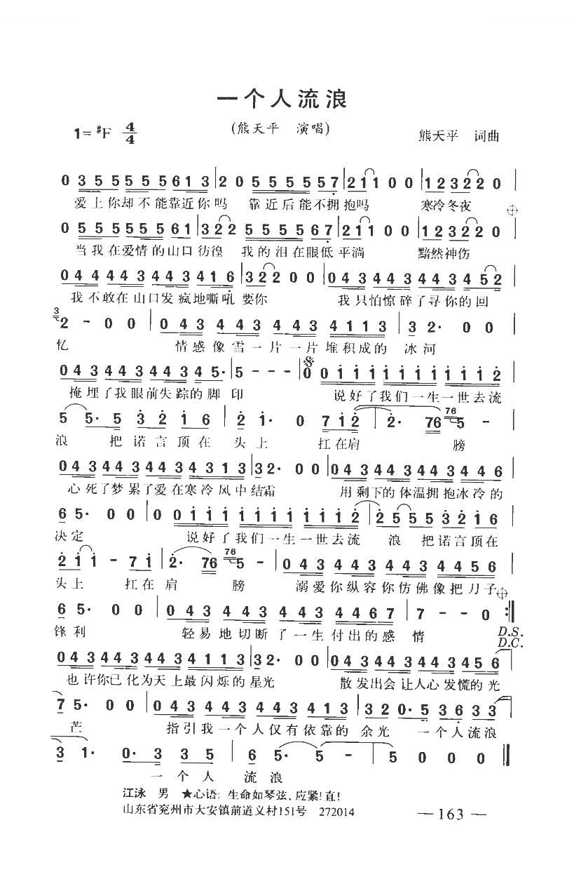 一个人流浪（带和弦）