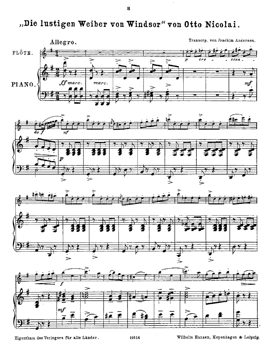 Opern-Transcriptionen.Op.45-4（长笛+钢琴伴奏） 铜管乐谱