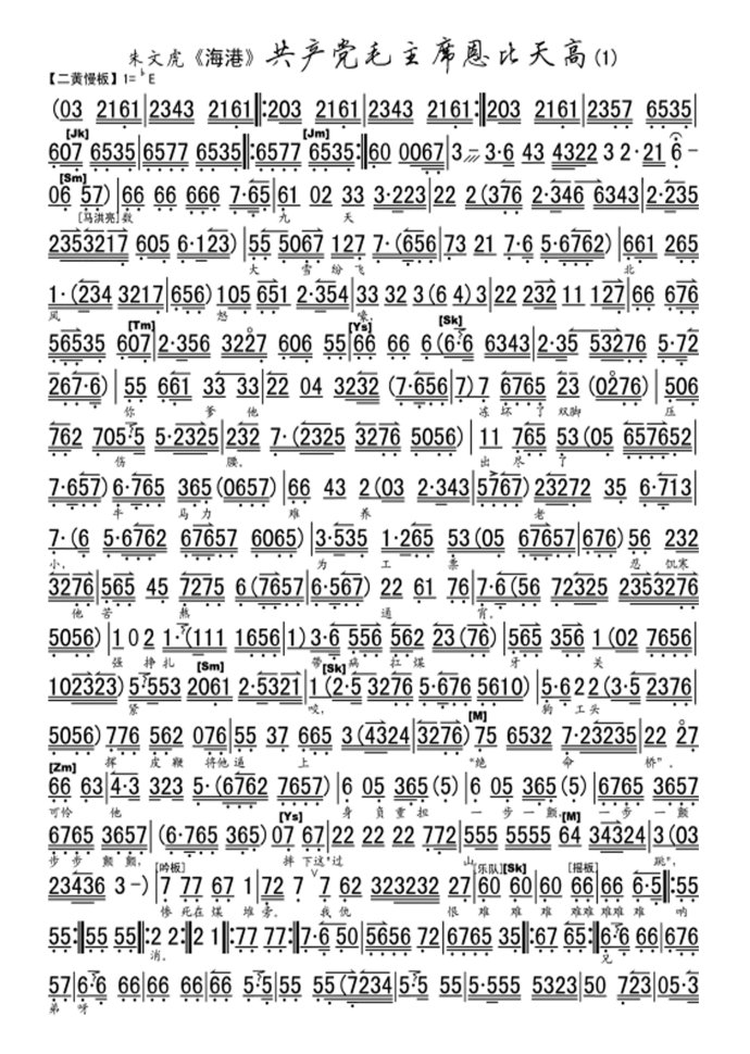 （转帖）海港--共产党毛主席恩比天高（朱文虎）