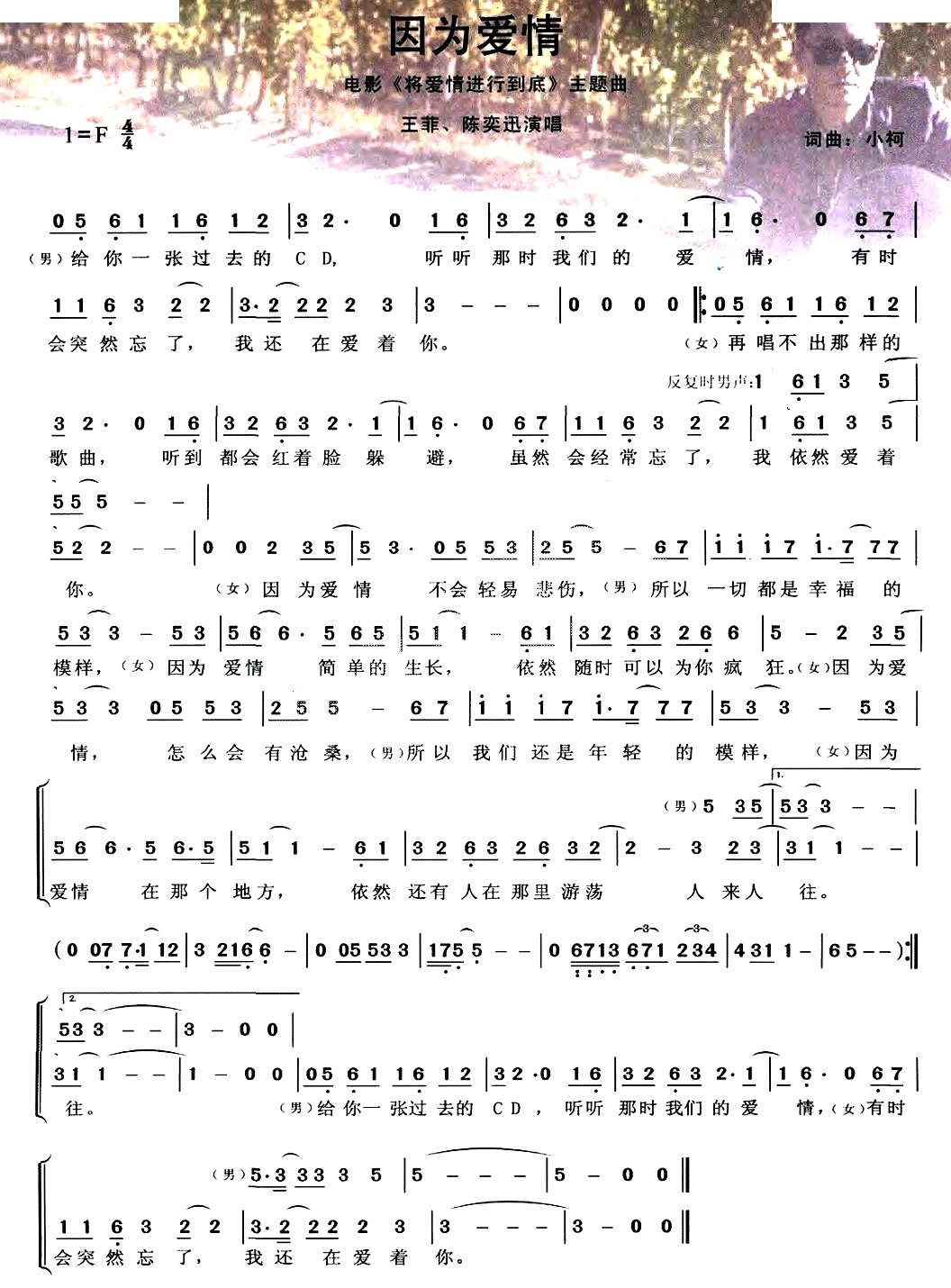 因为爱情（电影将爱情进行到底主题曲）