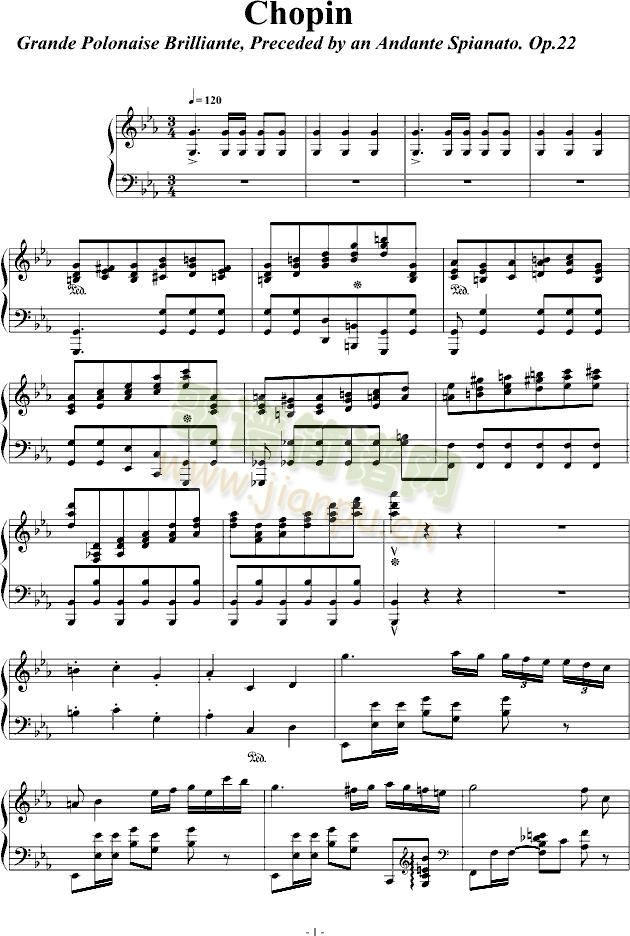 肖邦大波兰舞曲opus22-钢琴谱(钢琴曲)-肖邦-chopin