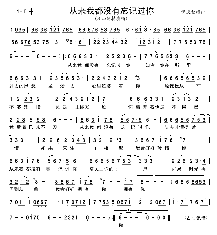 从来我都没有忘记过你