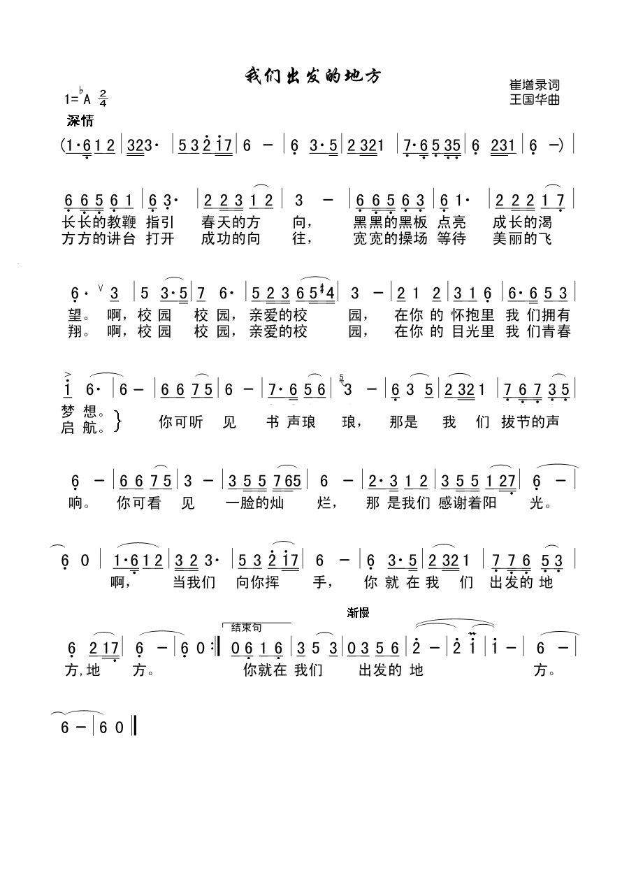 我们出发的地方（崔增录词、王国华曲）