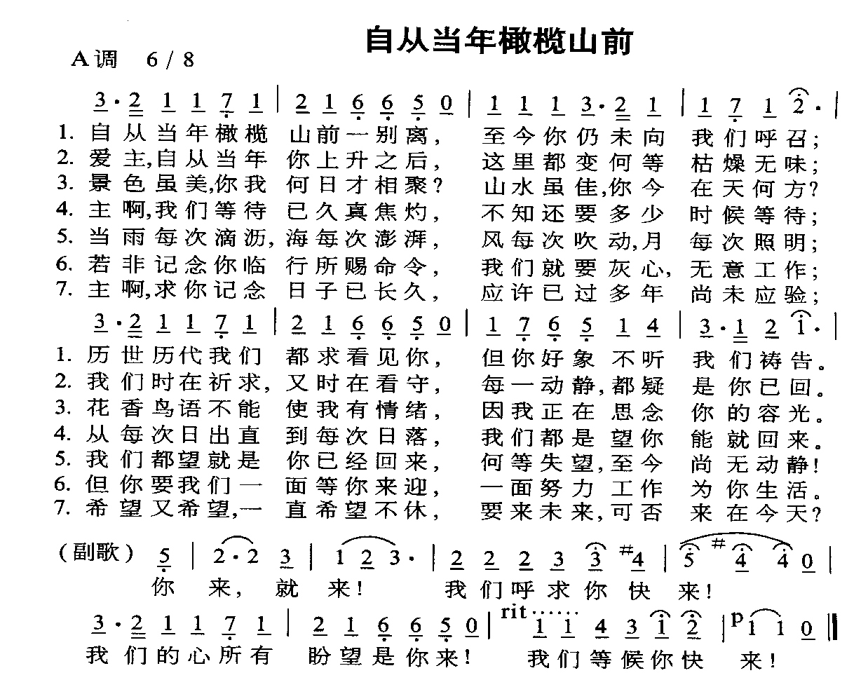自从当年橄榄山前