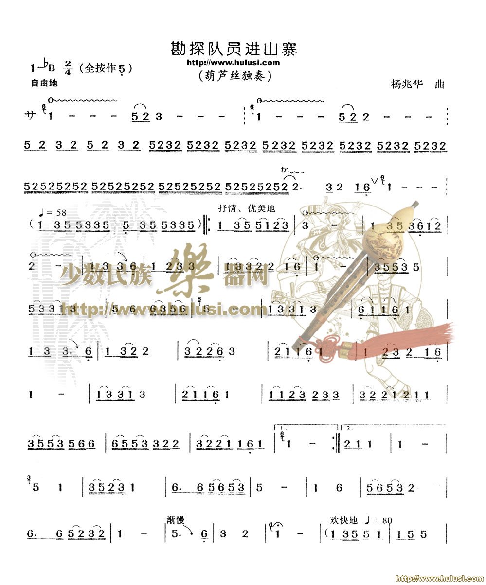 勘探队员进山寨(葫芦丝谱)