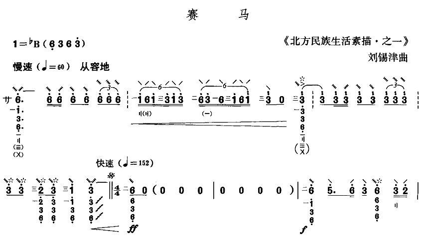 赛马（月琴曲谱）