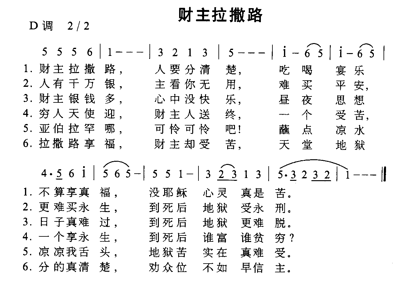 财主与拉撒路的对比讲章