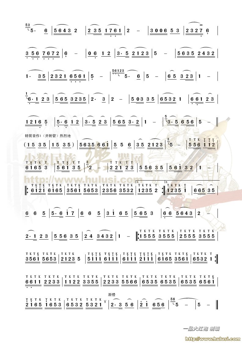 乡村欢乐行(葫芦丝谱)