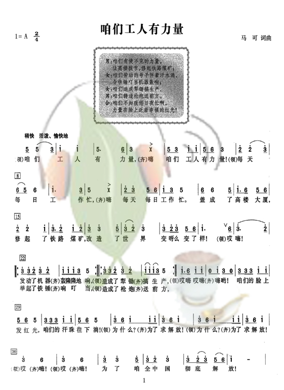 咱们工人有力量（领唱、合唱）