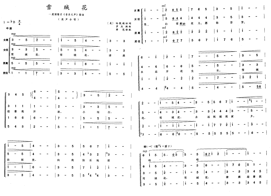 雪绒花（混声合唱）