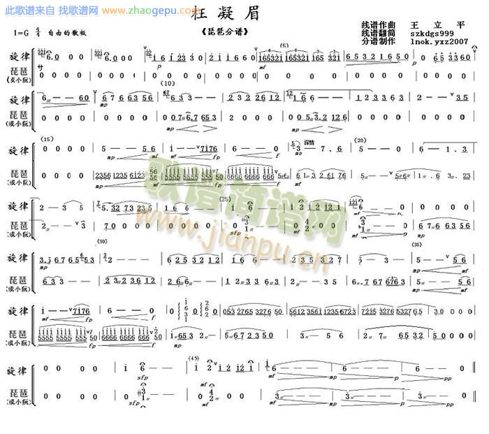 枉凝眉琵琶乐分谱
