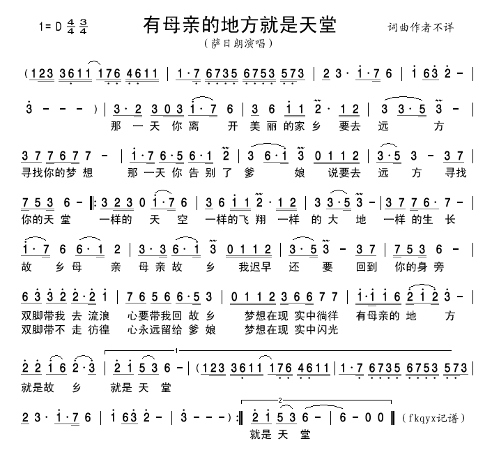 有母亲的地方就是天堂