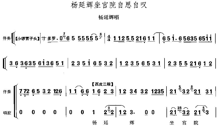 杨延辉坐宫院自思自叹