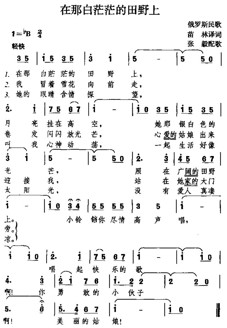 在那白茫茫的田野上