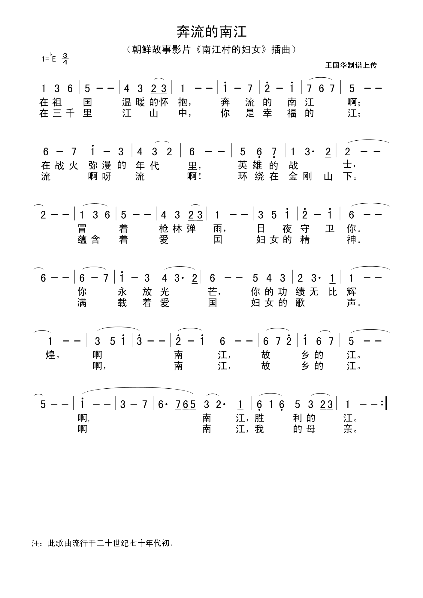 奔流的南江（朝鲜故事影片南江村的妇女插曲）