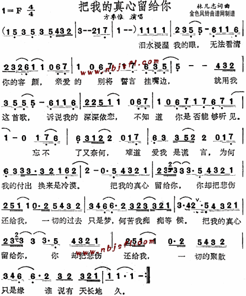 把我的真心留给你