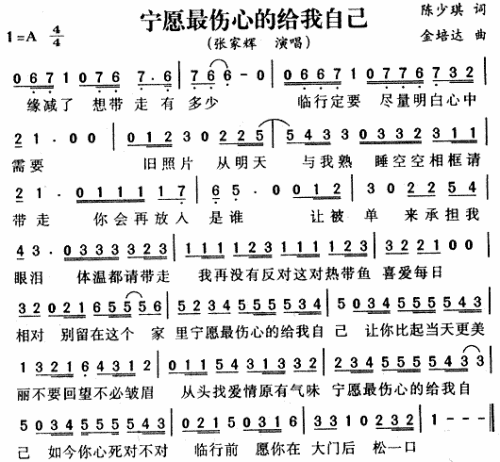 宁愿最伤心的给我自己--张家辉