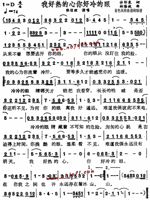我好热的心你好冷的眼--张信理