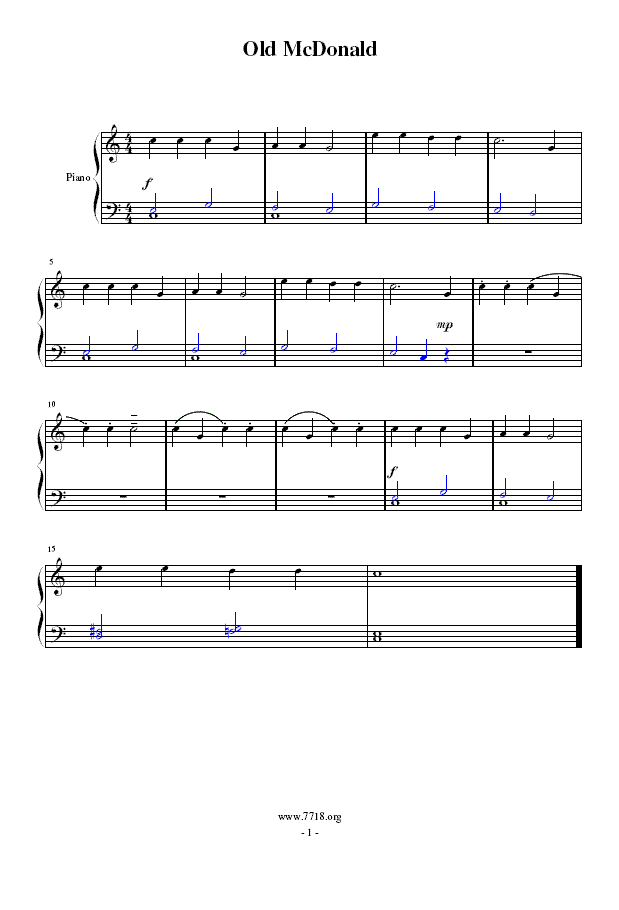 Old McDonald(简易钢琴曲)