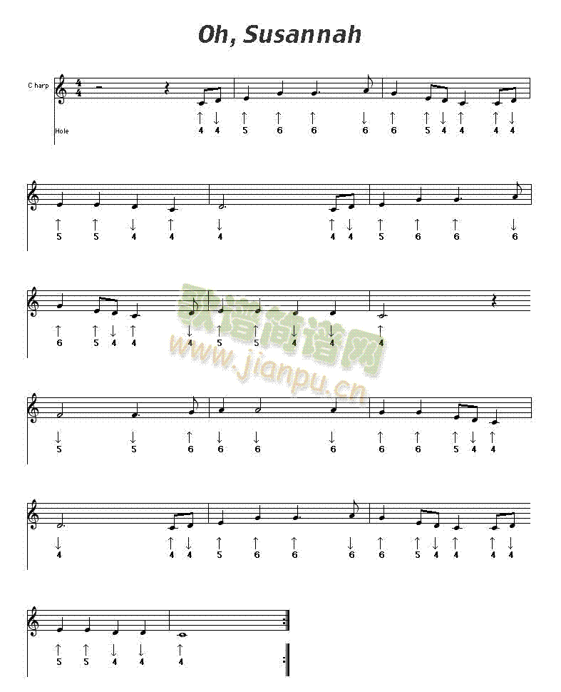oh susannah口琴谱