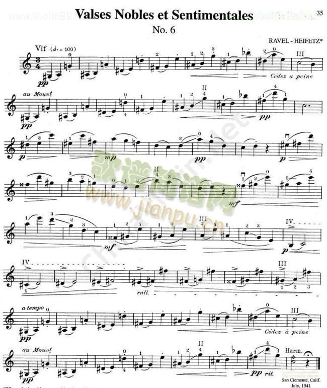 海菲茨-RAVELValses Nobles et SentimentalesNo.6