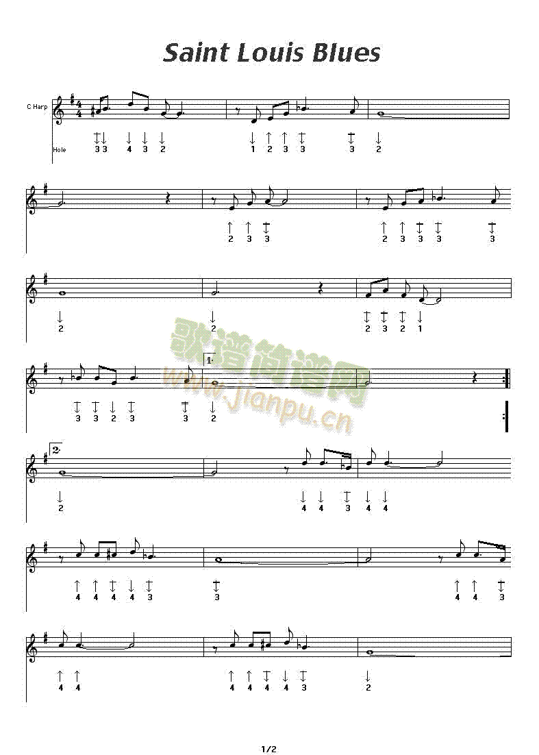 saint louis blues 口琴谱