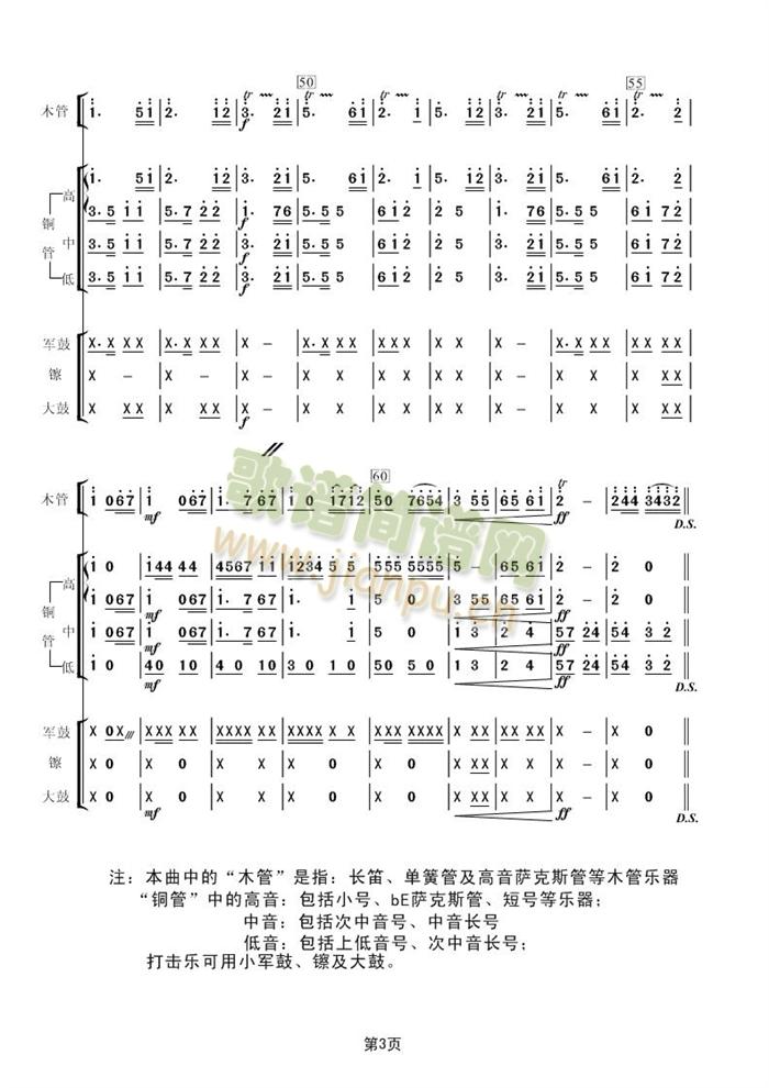 中国人民解放军进行曲3军乐队总谱