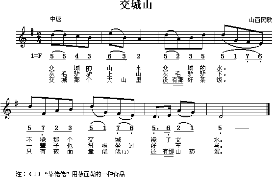山西民歌：交城山（简线对照）