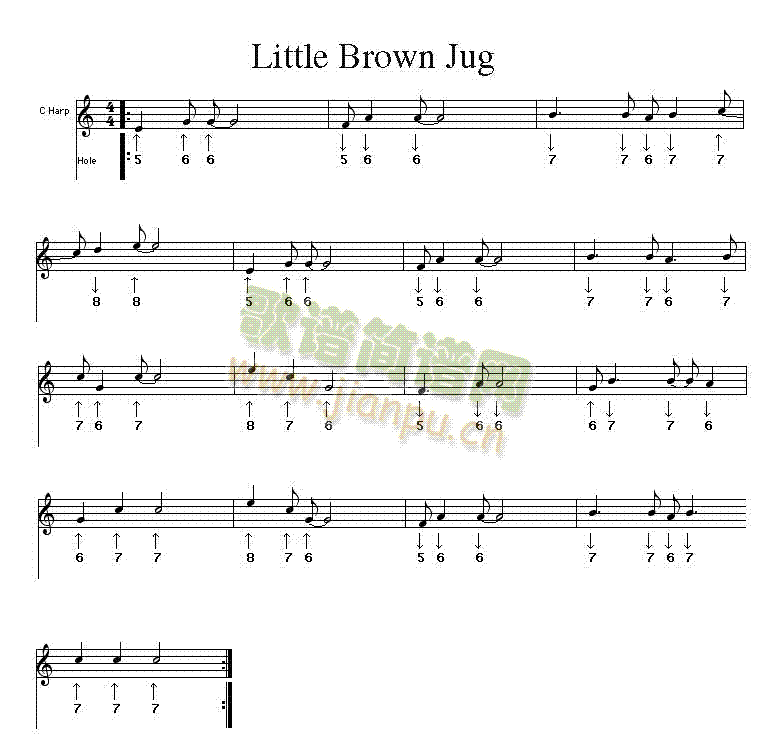 little brown jug口琴谱