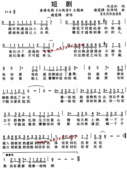 短剧(玉观音主题曲)--谢霆锋---可听