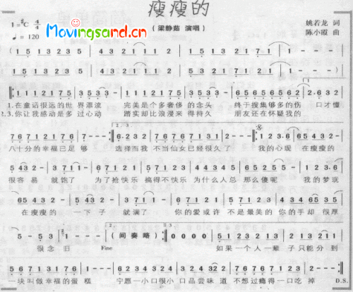 瘦瘦的（梁静茹演唱）---可听