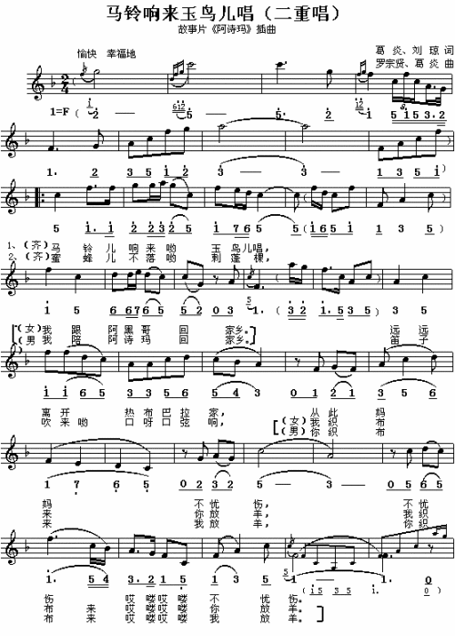 马铃响来玉鸟儿唱（阿诗玛插曲