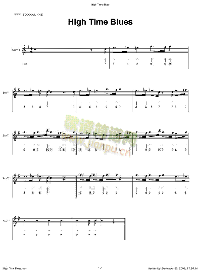 high time blues 口琴谱