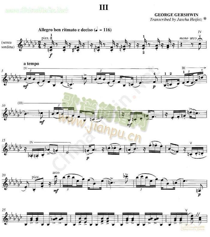海菲茨Three Preludes for PianpIII