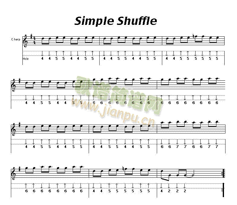 Simple shuffle 口琴谱