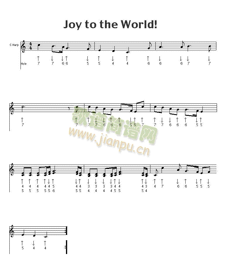 joy to the world口琴谱