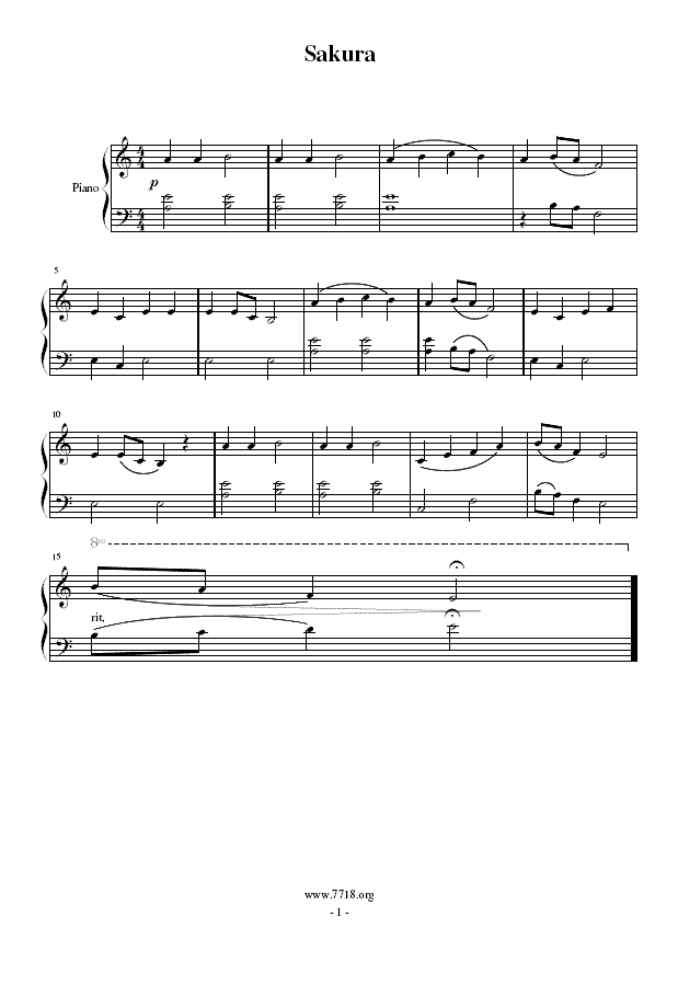 樱花(简易钢琴曲)