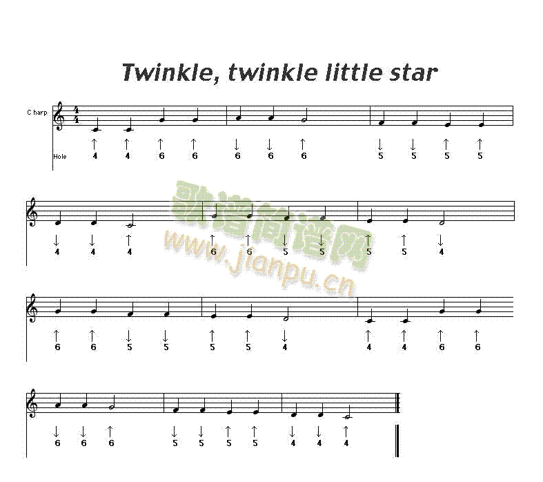 twinkle,twinkle little star口琴谱