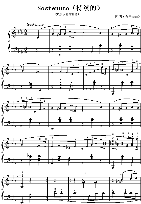 (波)肖邦钢琴小曲：Sostenuto(持续地)