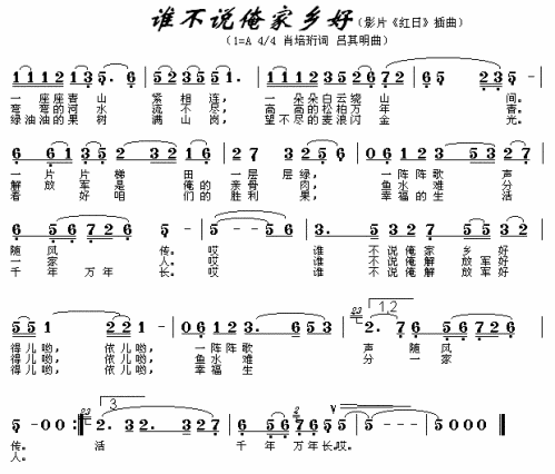 谁不说俺家乡好（影片红日插曲）