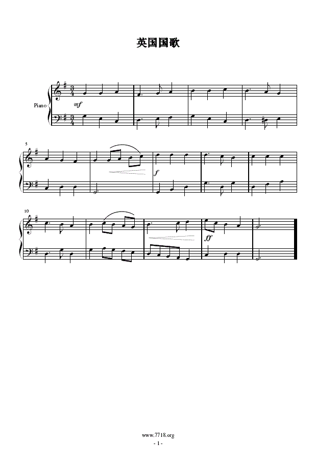 英国国歌(简易钢琴曲)