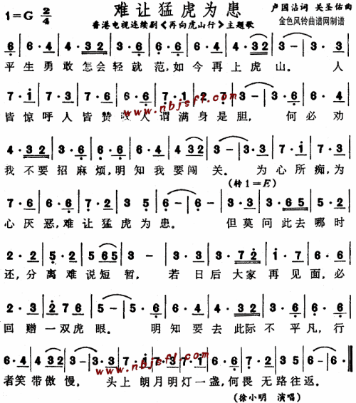 难让猛虎为患(再向虎山行主题歌、粤语)--徐小明