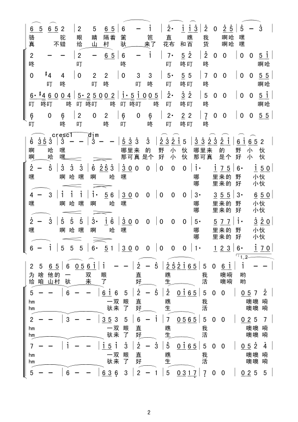 拉骆驼的黑小伙(混声和唱)