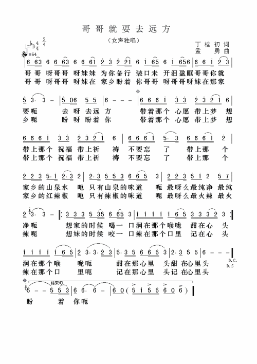 哥哥就要去远方