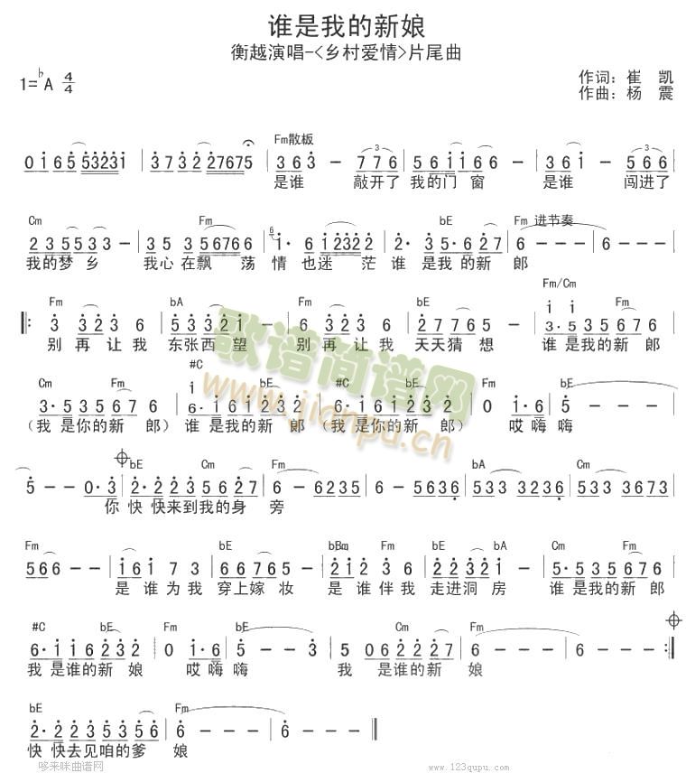谁是我的新娘-衡越乡村爱情片尾曲-男歌手