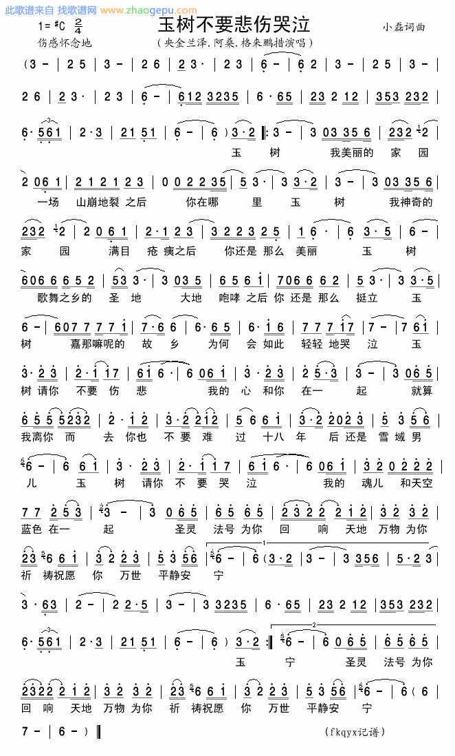 玉树不要悲伤哭泣