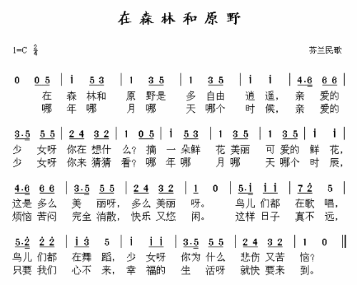 在森林和原野(芬兰民歌)